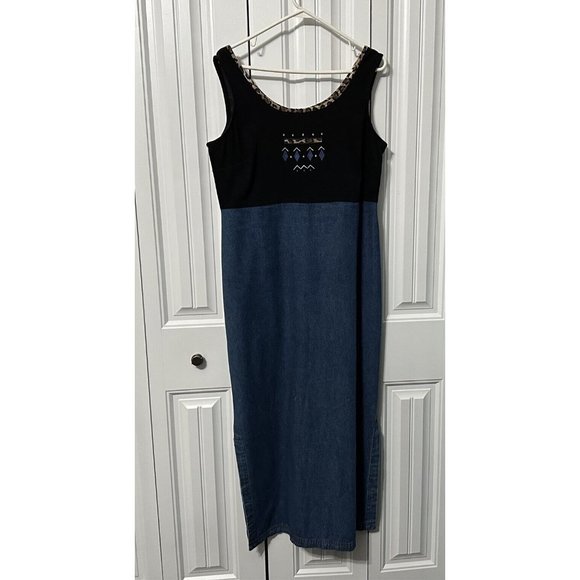 City Girl Nancy Bolen Dresses & Skirts - City Girl Nancy Bolen Long Midi Dress Jean Skirt Southwest Western Size 8 USA